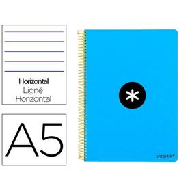 Cuaderno espiral liderpapel a5 antartik tapa dura 80h 100 gr horizontal con margen color azul
