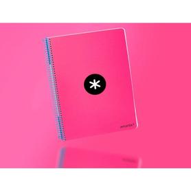 Cuaderno espiral liderpapel a4 micro antartik tapa dura 80h 100 gr cuadro 5mm sin bandas 4 taladros color rosa fluor