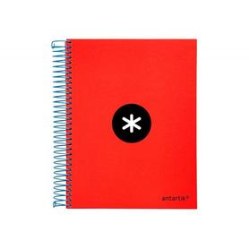 Cuaderno espiral liderpapel a5 micro antartik tapa forrada 120h 100 gr horizontal 5 bandas 6 taladros color rojo.