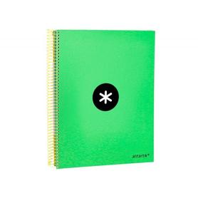 Cuaderno espiral liderpapel a4 micro antartik tapa forrada 120h 100 gr horizontal 5 bandas 4 taladros color verde