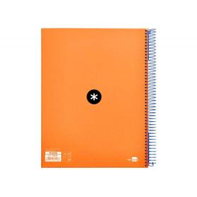 Cuaderno espiral liderpapel a4 micro antartik tapa forrada 120h 100 gr horizontal 5 bandas 4 taladros color naranja flfl
