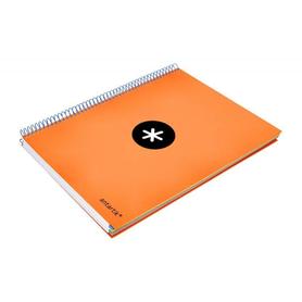 Cuaderno espiral liderpapel a4 micro antartik tapa forrada 120h 100 gr horizontal 5 bandas 4 taladros color naranja flfl