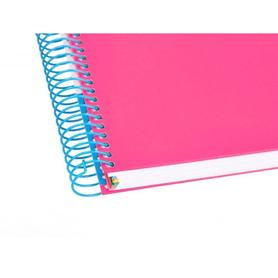Cuaderno espiral liderpapel a4 micro antartik tapa forrada 120h 100 gr horizontal 5 bandas 4 taladros color rosa