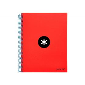 Cuaderno espiral liderpapel a4 micro antartik tapa forrada 120h 100 gr horizontal 5 bandas 4 taladros color rojo