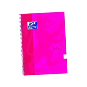 Cuaderno espiral oxford tapa extradura folio 80 h cuadricula 4 mm rosa frambuesa touch