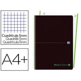 Cuaderno espiral oxford ebook 1 tapa plastico din a4+ 80 h cuadricula 5 mm blackn colors verde