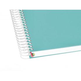 Cuaderno espiral liderpapel a5 micro antartik tapa forrada120h 100 gr cuadro 5 mm 5 band6 taladros color menta