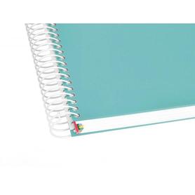 Cuaderno espiral liderpapel a4 micro antartik tapa forrada120h 100 gr cuadro 5mm 5 banda4 taladros color menta