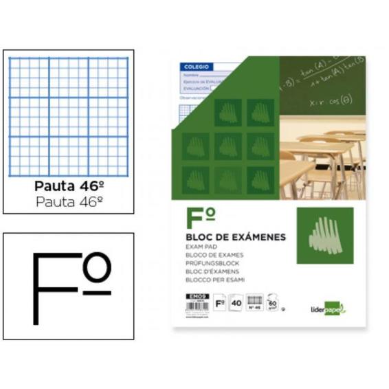 Bloc examenes liderpapel folio 40 h. 60 gr. rayado nº 46