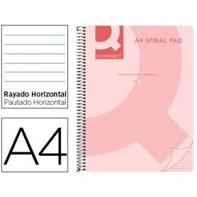 Cuaderno espiral q connect a4 micro tapa plastico 80h 70g horizontal sin bandas 4 taladros rosa