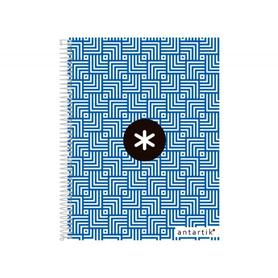 Cuaderno espiral liderpapel a6 micro antartik tapa forrada100h 100 gr cuadro 5mm 4 bandatrending color azul