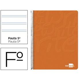 Cuaderno espiral liderpapel folio write tapa blanda 80h 60gr pauta 2,5 mm con margen color naranja