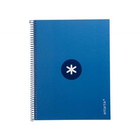 Cuaderno espiral liderpapel a4 micro antartik tapa forrada 80h 90 gr cuadro 5mm 1 banda 4 taladros azul oscuro