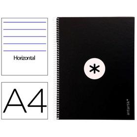 Cuaderno espiral liderpapel a4 micro antartik tapa forrada80h 90 gr horizontal 1 banda 4 taladros color negro