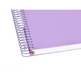 Cuaderno espiral liderpapel a4 micro antartik tapa forrada 120h 100 gr horizontal 5 banda4 taladros color lavanda