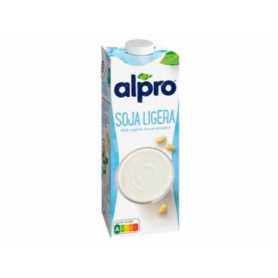 Bebida de soja alpro ligera 100% vegetal rica en proteina con calcio y vitaminas brik de 1 litro