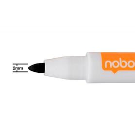 Rotulador nobo mini con borrador pack de 6 unidades para pizarra blanca color negro punta redonda 2mm
