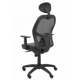 Silla Jorquera malla negra asiento similpiel negro con cabecero fijo