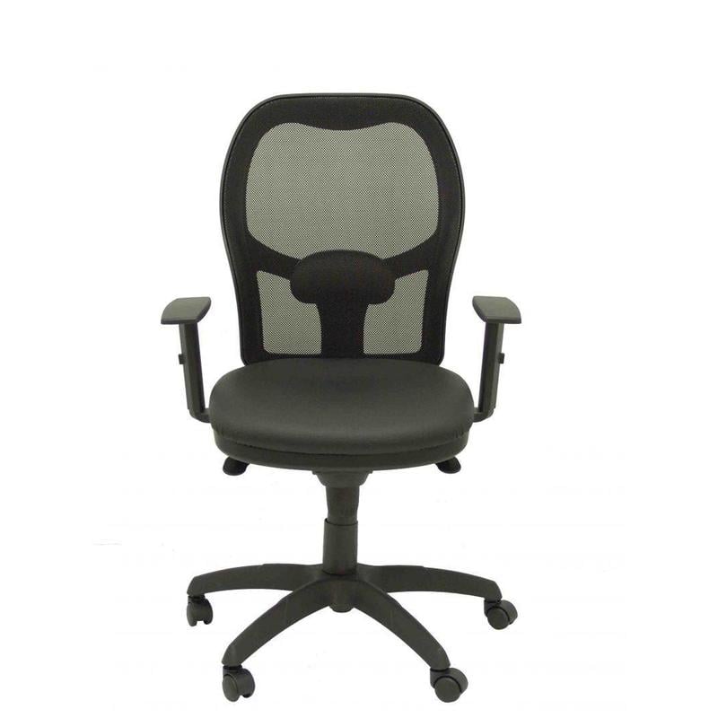 Silla Jorquera malla negra asiento similpiel negro