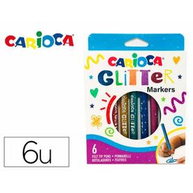 Rotulador carioca glitter purpurina punta 1 mm caja de 6 unidades colores surtidos