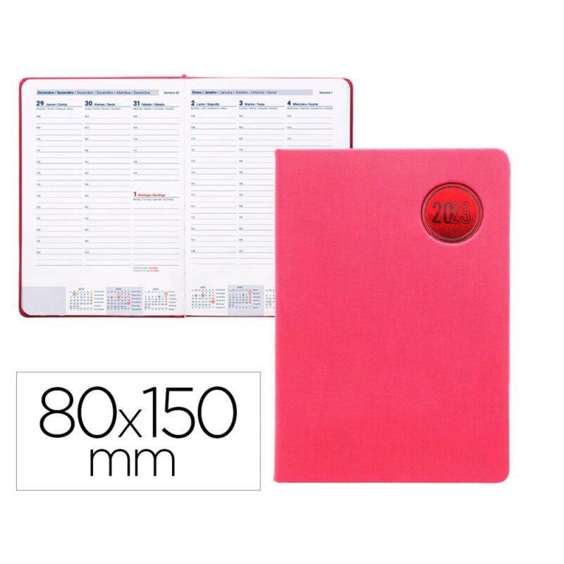 Agenda encuadernada liderpapel kilkis 8x15 cm 2023 semana vista color rosa papel 70 gr
