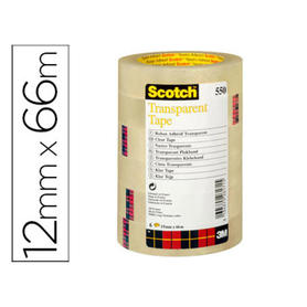 Cinta adhesiva scotch transparente 12mmx66 mt pack de 12