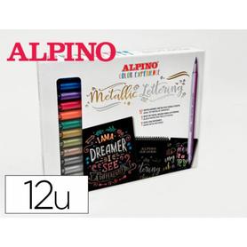 AR010701 - Rotulador alpino metallic lettering doble punta estuche de 12 unidades colores surtidos