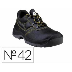 JET3SPNO42 - Zapatos de seguridad deltaplus piel crupon pigmentada suela pu bi densidad color negro talla 42