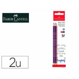 100-102-371 - Lapices bicolor fino faber castell 2160-rb hexagonal rojo/azul blister de 2 unidades