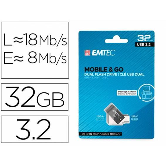 EMTEC E173577 - Memoria emtec usb 3.2 dual mobile & go type-c /usb 32 gb