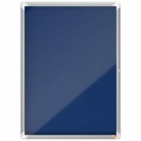 Vitrina de interior Nobo para 9 hojas A4 con tablón de tela azul - 1902556