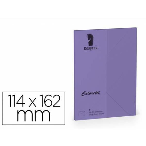 220705592 - Sobre rossler coloretti c6 ministro color lila 114x162 mm pack de 5 unidades
