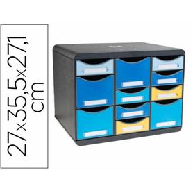 3137202D - Fichero de cajones sobremesa exacompta store box multi bee blue 11 colores surtidos