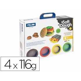 913304HB - Pasta milan para modelar soft dough casa de las hamburguesas con herramientas maletin con 4 botes colores