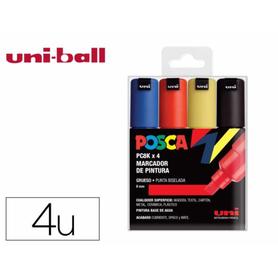 182634676 - Rotulador uni posca pc-8k/4c marcador de pintura punta biselada 8 mm estuche de 4 unidades colores basicos