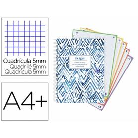 Cuaderno espiral oxford europeanbook 5 japandi din a4+120 hojas cuadro 5 mm - 400171356