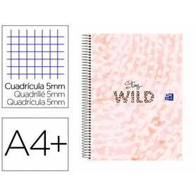 Cuaderno espiral oxford europeanbook 5 animal print din a4+ 120 hojas cuadro 5 mm - 400171444