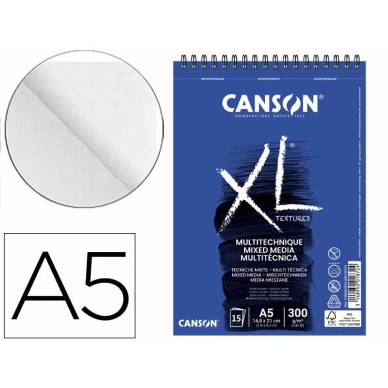 Bloc dibujo acuarela Canson XL mix media grano medio Din A4 microperforado  C200807215