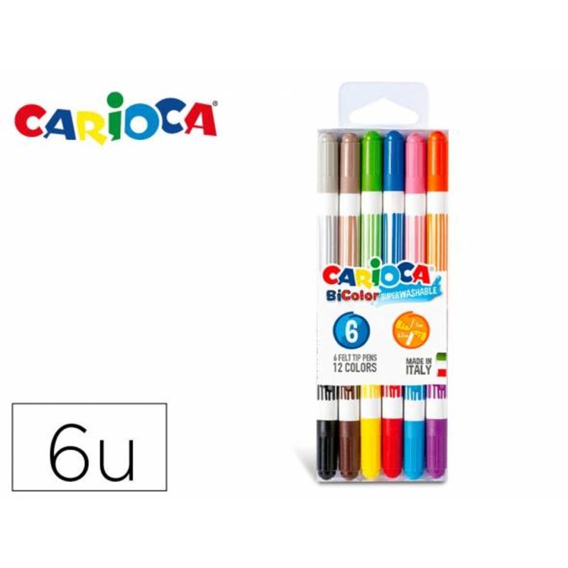 Rotulador carioca bi-color blister 6 unidades colores surtidos - 42269