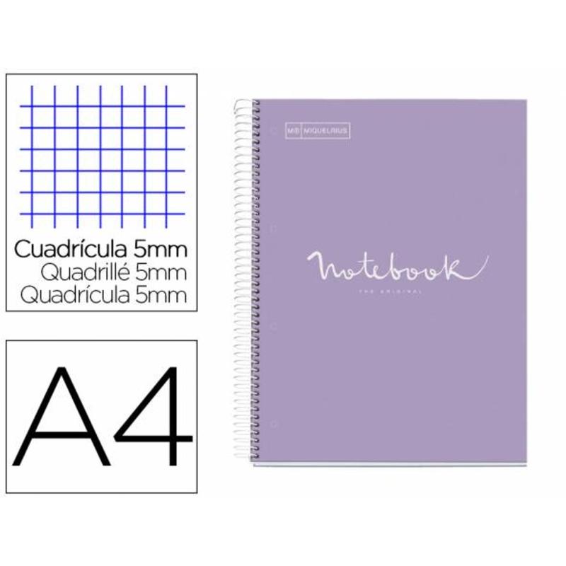 Cuaderno espiral miquelrius notebook 1 emotions tapa forrada din a4 microperforado 80 hojas 90g m2 cuadro 5 mm - MR46055