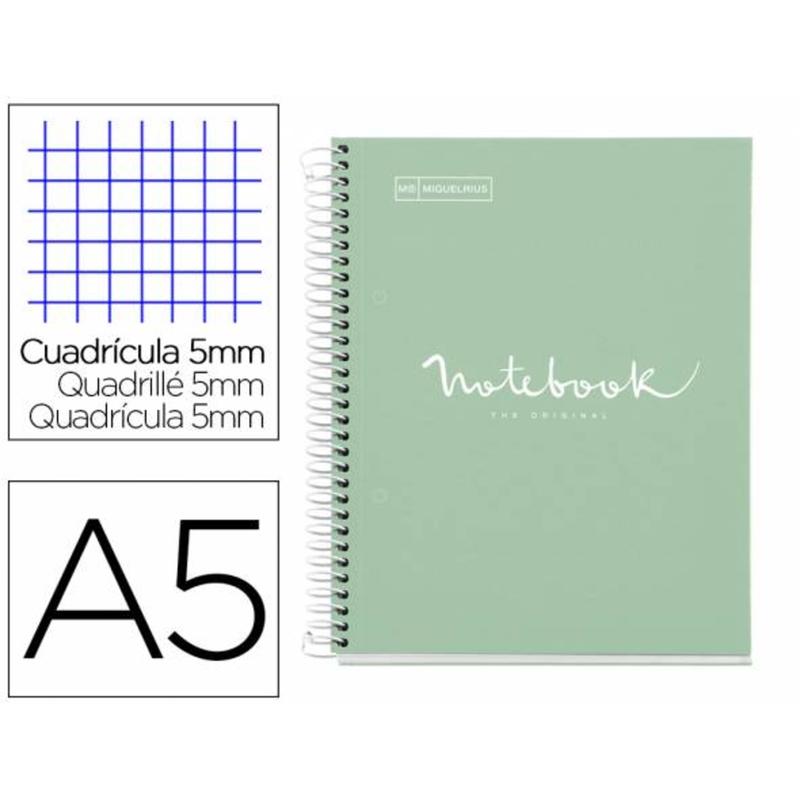 Cuaderno espiral miquelrius notebook 1 emotions tapa forrada din a5 microperforado 80 hojas 90g m2 cuadro 5 mm - MR46674