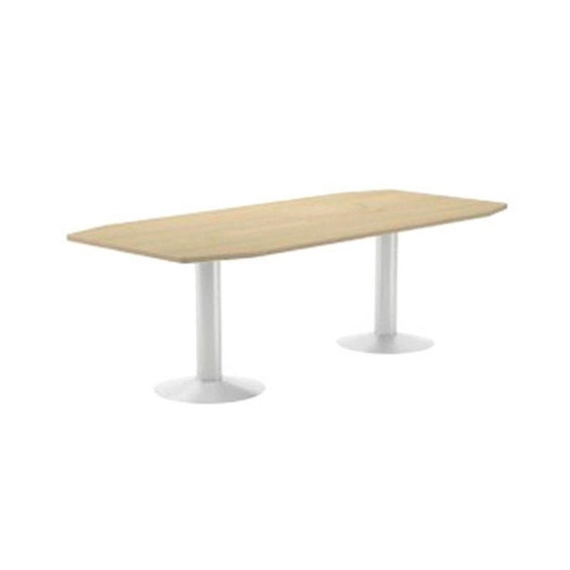 Mesa de reunion rocada meeting 3003atw02 estructura columna doble acero blanco tablero madera gris