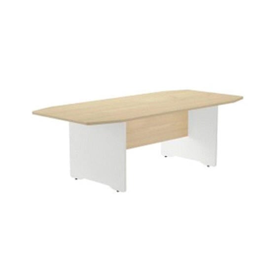 Mesa de reunion rocada meeting 3003aw02 estructura madera blanco tablero madera gris 220x100x72 cm