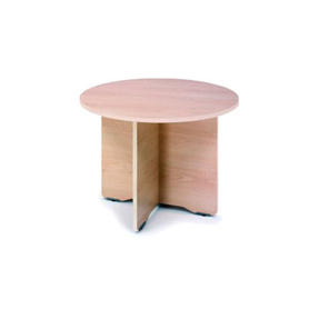 Mesa de reunion rocada meeting 3005ab01 estructura madera gris en aspas tablero haya 100 cm diametro