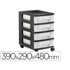 Cajonera archivo 2000 4 cajones transparente carcasa negra 6 litros con ruedas 390x290x480 mm - 1104R CS TL