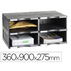 Archivador modular archivo 2000 archivodoc jumbo 4 casillas color negro 360x600x275 mm - 6622 NE