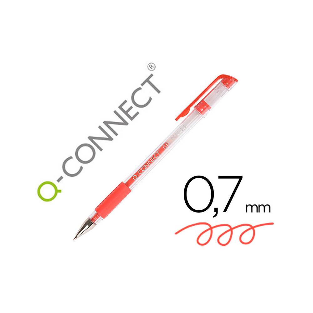 Boligrafo q-connect tinta gel rojo 0,7 mm sujecion de caucho