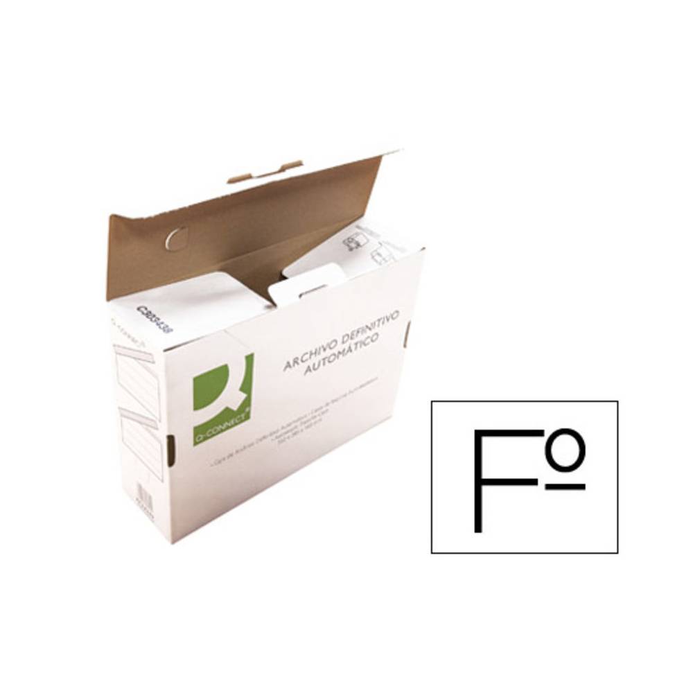 Caja archivo definitivo q-connect folio carton reciclado cierre con lengueta 255x360x100 mm