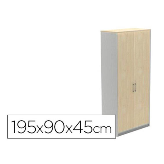 Armario rocada con cuatro estantes y dos puertas serie store 195x90x45 cm acabado ab01 aluminio/haya