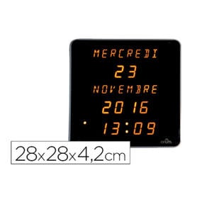 Reloj orium digital led amarillo fondo negro 28x28x4,2 cm